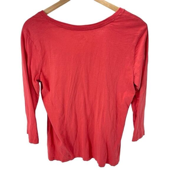 G.H Bass & Co. Women’s Cotton Textured Flower 3/4 Sleeve Top Pink Size Medium - Picture 2 of 9